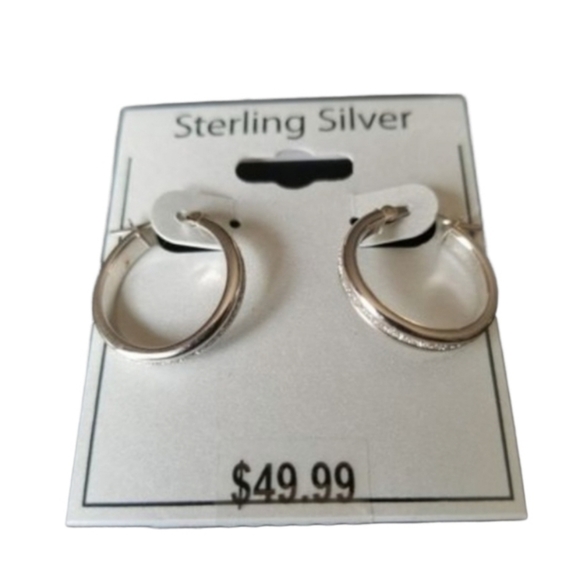 Sterling Silver Glitter Hoop Earrings 20mm Valentines day - Picture 2 of 6